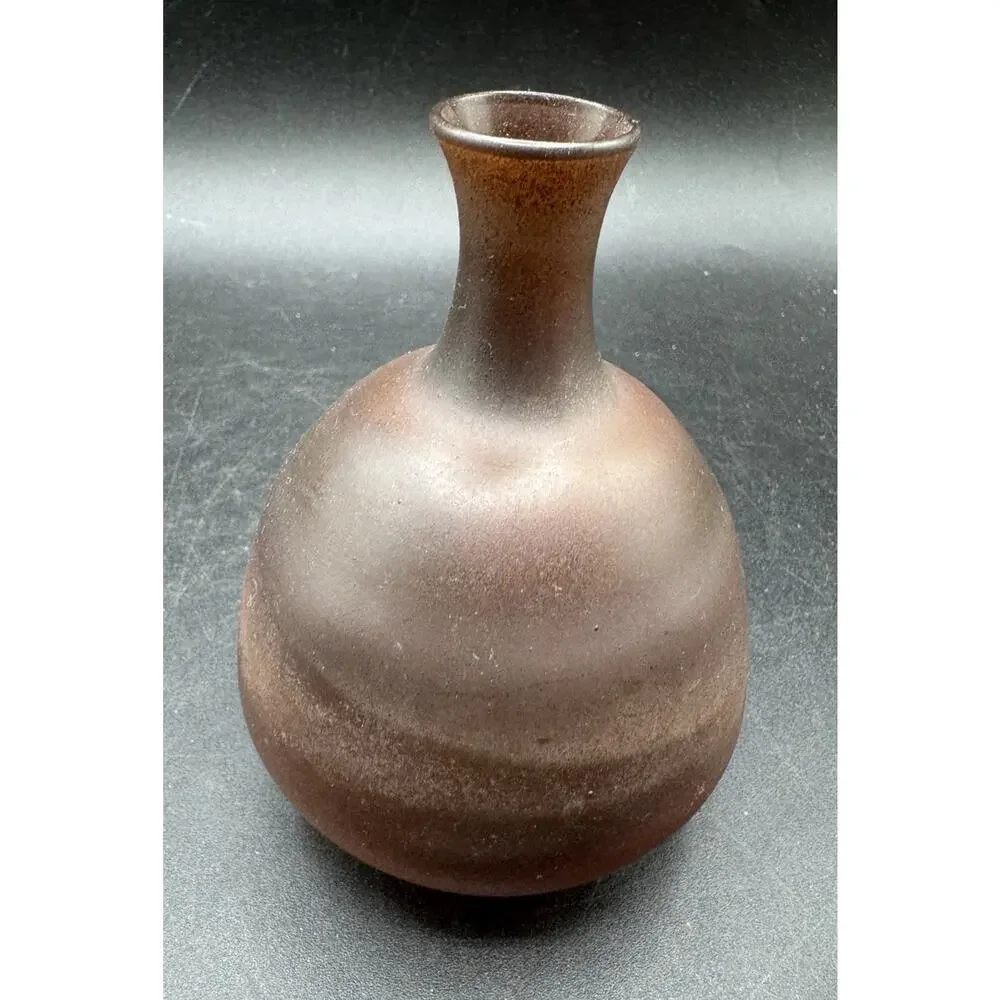 Genuine Israeli NEKER ART GLASS VASE Unique Handmade Delicate Frosted W Tag -S1R
